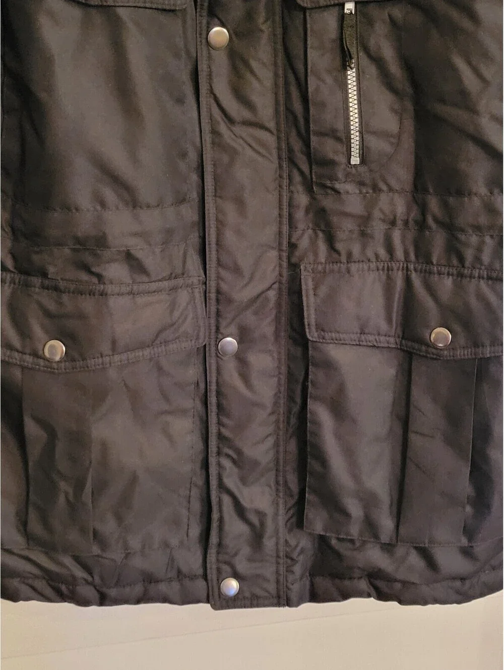 Boulder Creek Trading Men’s L Black Gray Fleece Lined Insulated Zip Snap No Hood
